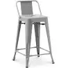 Buy Bar Stool with Backrest - Industrial Design - 60cm - New Edition - Metalix Light grey 60126 in the United Kingdom