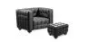 Buy Lukus Armchair with Matching Ottoman - Premium Leather Black 13187 - in the UK
