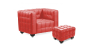 Buy Lukus Armchair with Matching Ottoman - Premium Leather Red 13187 in the United Kingdom