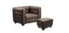 Buy Lukus Armchair with Matching Ottoman - Premium Leather Chocolate 13187 home delivery