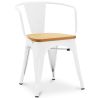 Buy Dining Chair with armrest Bistrot Metalix industrial Metal and Light Wood - New Edition White 60143 at MyFaktory