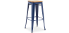 Buy Bar stool Bistrot Metalix industrial Metal and Light Wood - 76 cm - New Edition Dark blue 60144 - in the UK