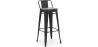 Buy Bar stool with small backrest  Bistrot Metalix industrial Metal and Dark Wood - 76 cm - New Edition Black 60150 - in the UK