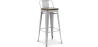 Buy Bar stool with small backrest  Bistrot Metalix industrial Metal and Dark Wood - 76 cm - New Edition Light grey 60150 at MyFaktory