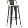 Buy Bar stool with small backrest Bistrot Metalix industrial Metal and Light Wood - 76 cm - New Edition Metallic bronze 60152 - prices