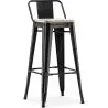 Buy Bar Stool with Backrest - Industrial Design - Wood & Steel - 76cm - New Edition - Metalix Black 60152 with a guarantee
