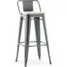 Buy Bar Stool with Backrest - Industrial Design - Wood & Steel - 76cm - New Edition - Metalix Industriel 60152 - in the UK