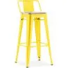 Buy Bar Stool with Backrest - Industrial Design - Wood & Steel - 76cm - New Edition - Metalix Yellow 60152 - prices
