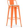 Buy Bar stool with small backrest Bistrot Metalix industrial Metal and Light Wood - 76 cm - New Edition Orange 60152 home delivery