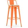Buy Bar Stool with Backrest - Industrial Design - Wood & Steel - 76cm - New Edition - Metalix Orange 60152 home delivery