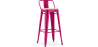 Buy Bar stool with small backrest Bistrot Metalix industrial Metal and Light Wood - 76 cm - New Edition Fuchsia 60152 in the United Kingdom