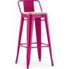Buy Bar stool with small backrest Bistrot Metalix industrial Metal and Light Wood - 76 cm - New Edition Fuchsia 60152 in the United Kingdom