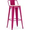 Buy Bar Stool with Backrest - Industrial Design - Wood & Steel - 76cm - New Edition - Metalix Fuchsia 60152 in the United Kingdom