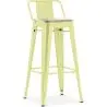 Buy Bar Stool with Backrest - Industrial Design - Wood & Steel - 76cm - New Edition - Metalix Pastel yellow 60152 at MyFaktory