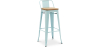 Buy Bar stool with small backrest Bistrot Metalix industrial Metal and Light Wood - 76 cm - New Edition Light blue 60152 - in the UK