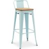 Buy Bar stool with small backrest Bistrot Metalix industrial Metal and Light Wood - 76 cm - New Edition Light blue 60152 - in the UK