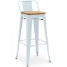 Buy Bar stool with small backrest Bistrot Metalix industrial Metal and Light Wood - 76 cm - New Edition Grey blue 60152 - in the UK