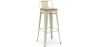 Buy Bar stool with small backrest Bistrot Metalix industrial Metal and Light Wood - 76 cm - New Edition Pale green 60152 - prices