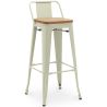 Buy Bar stool with small backrest Bistrot Metalix industrial Metal and Light Wood - 76 cm - New Edition Pale green 60152 - prices