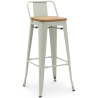 Buy Bar Stool with Backrest - Industrial Design - Wood & Steel - 76cm - New Edition - Metalix Pale green 60152 - in the UK