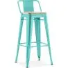 Buy Bar Stool with Backrest - Industrial Design - Wood & Steel - 76cm - New Edition - Metalix Pastel green 60152 at MyFaktory