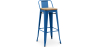 Buy Bar stool with small backrest Bistrot Metalix industrial Metal and Light Wood - 76 cm - New Edition Dark blue 60152 home delivery