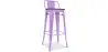 Buy Industrial Design Bar Stool with Backrest - Wood & Steel - 76cm - Metalix Light Purple 59118 - in the UK