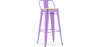 Buy Bistrot Metalix style bar stool with small backrest - 76 cm - Metal and Light Wood Light Purple 59694 with a guarantee