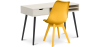 Buy Office Desk Table Wooden Design Scandinavian Style Viggo + Premium Brielle Scandinavian Design chair with cushion Yellow 60115 in the United Kingdom