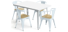 Buy Dining Table + X4 Dining Chairs with Armrest Set - Bistrot - Industrial Design Metal and Light Wood - New Edition Grey blue 60442 in the United Kingdom
