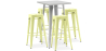 Buy Silver Bar Table + X4 Bar Stools Set Bistrot Metalix Industrial Design Metal - New Edition Pastel yellow 60444 in the United Kingdom