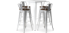 Buy White Bar Table + X4 Bar Stools Set Bistrot Metalix Industrial Design Metal and Dark Wood - New Edition Silver 60130 - in the UK