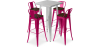 Buy Silver Bar Table + X4 Bar Stools Set Bistrot Metalix Industrial Design Metal and Dark Wood - New Edition Fuchsia 60432 in the United Kingdom