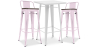 Buy White Bar Table + X2 Bar Stools Set Bistrot Metalix Industrial Design Metal and Dark Wood - New Edition Pastel pink 60447 - in the UK