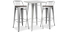 Buy Silver Bar Table + X2 Bar Stools Set Bistrot Metalix Industrial Design Metal and Dark Wood - New Edition Silver 60448 - in the UK