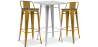 Buy Silver Bar Table + X2 Bar Stools Set Bistrot Metalix Industrial Design Metal and Dark Wood - New Edition Gold 60448 in the United Kingdom