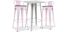 Buy Silver Bar Table + X2 Bar Stools Set Bistrot Metalix Industrial Design Metal and Dark Wood - New Edition Pastel pink 60448 in the United Kingdom