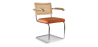 Buy Dining Chair with Armrests - Velvet Upholstery - Wood & Rattan - Wanda Reddish orange 60457 - prices
