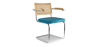 Buy Dining Chair with Armrests - Velvet Upholstery - Wood & Rattan - Wanda Turquoise 60457 home delivery