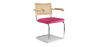 Buy Dining Chair with Armrests - Velvet Upholstery - Wood & Rattan - Wanda Fuchsia 60457 in the United Kingdom