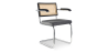 Buy Wooden Dining Chair with Armrests - Velvet Upholstery - Wood & Rattan -  Jenka Dark grey 60458 - in the UK