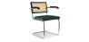 Buy Wooden Dining Chair with Armrests - Velvet Upholstery - Wood & Rattan -  Jenka Dark green 60458 in the United Kingdom