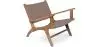Buy Armchair with Armrests - Boho Bali Design Armchair - Wood and Leather - Grau Brown 60466 - in the UK
