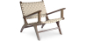 Buy Armchair, Bali Boho Style, Linen and teak wood - Grau Beige 60467 - in the UK