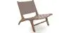 Buy Armchair - Boho Bali Design Armchair - Wood and Leather - Grau Brown 60469 - in the UK