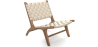 Buy Armchair, Bali Boho Style, Linen and Teak Wood  - Grau Beige 60470 - in the UK