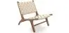 Buy Handcrafted Armchair with Boho Bali Design in Wood and Linen - Grau Beige 60470 - in the UK