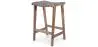 Buy Bar Stool in Bali Boho Style, Leather and Teak Wood - Grau Brown 60472 - in the UK
