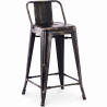 Buy Bar Stool with Backrest - Industrial Design - 60cm - New Edition - Metalix Metallic bronze 60126 at MyFaktory