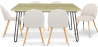 Buy Pack Hairpin Dining Table 150x90 & 6 Bouclé Upholstered Chairs - Bennett White 60565 - in the UK